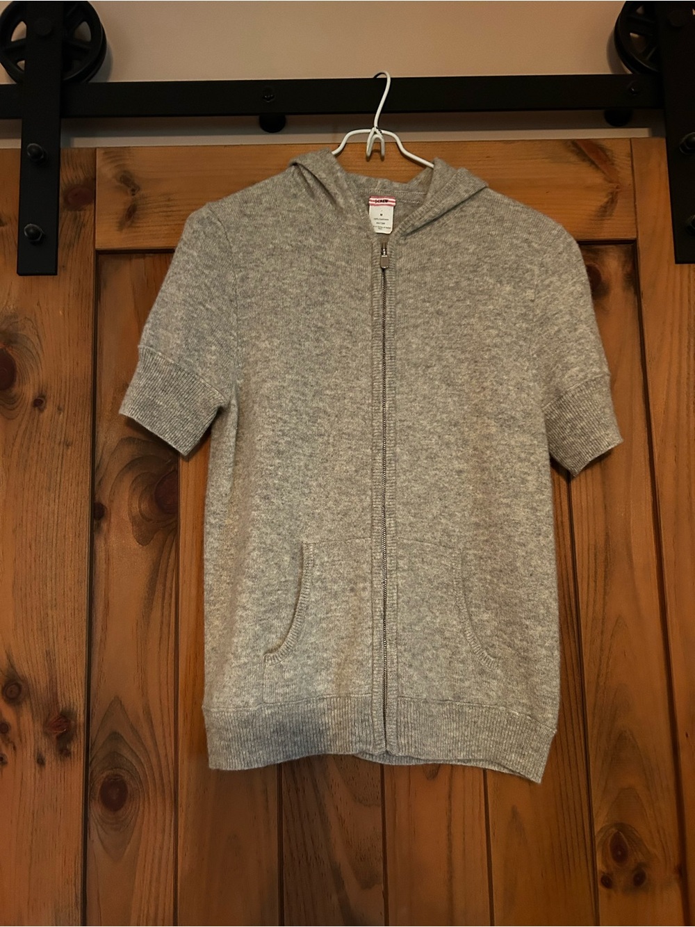 Women’s J Crew cashmere Short-Sleeve Zip Hoodie Sweater Excellent condition